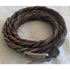 Vintage Fossil Multicolor Braided Leather Belt, Med., Brown, Black, Pink, Mint